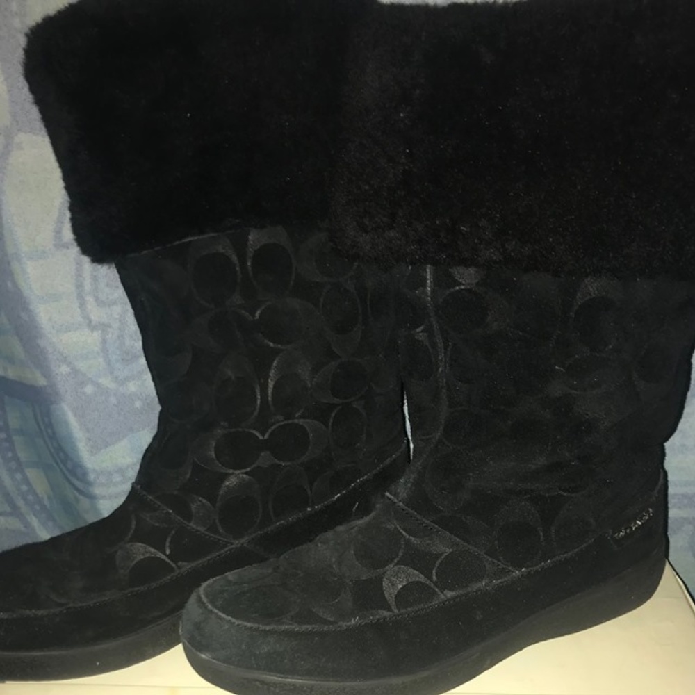 Coach Tamala Embossed Suede/Shearling Winter Boots